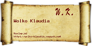 Wolko Klaudia névjegykártya